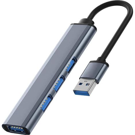 Hub USB multiport 4 en 1 – 1 port USB 3.0 et 3 ports USB 2.0 – Compatible Macbook Pro et Windows – Plug and Play (1/5)
