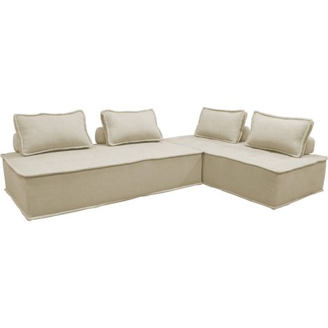 sweeek - 2er-Set 2-Sitzer Sofas für eine modulare Sitzgruppe, Stoff, Beige (1/5)