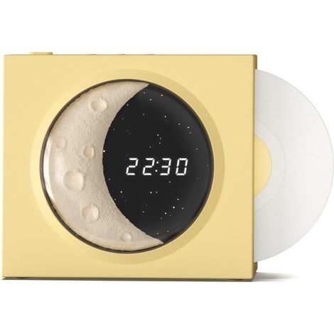 Horloge numérique 4 en 1 avec lecteur de musique Bluetooth, veilleuse lune et étoiles lumineuses, affichage rétro CD, compatible carte TF/entrée auxiliaire – Horloge de bureau/étagère, cadeau, décorat (1/5)
