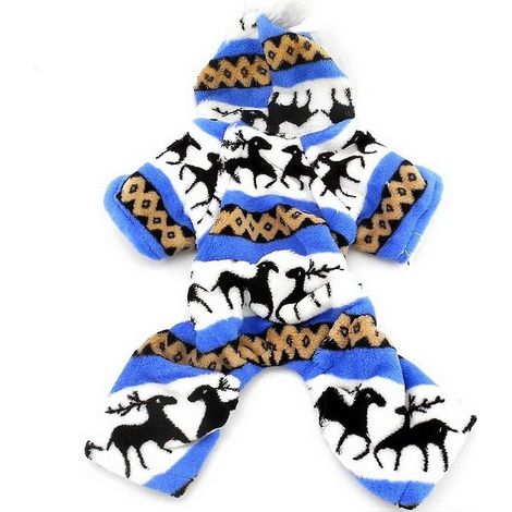 Sweat à capuche chaud en coton à col roulé pour chiens et chats - Bleu, Taille L (1/5)