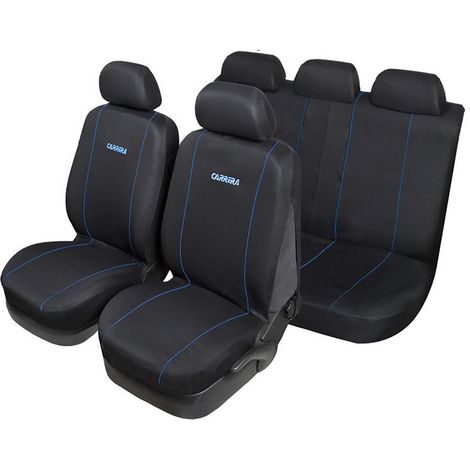 Set Completo Coprisedili Gt Turbo Universale con 5 poggiatesta nero-blu