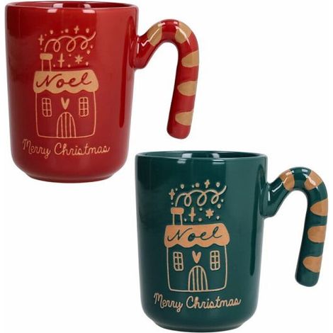 Set 2 Pezzi Tazzone Tazza Latte Natale Idea Regalo Candy Twist 370 cc Tognana (1/2)