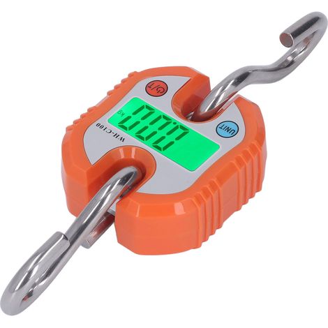 Digitale Hängewaage 150 kg mit LCD-Anzeige, Wägewerkzeug für Lager und Gepäck, Orange (1/5)