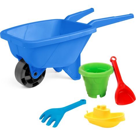 Carretilla azul con juego de arena