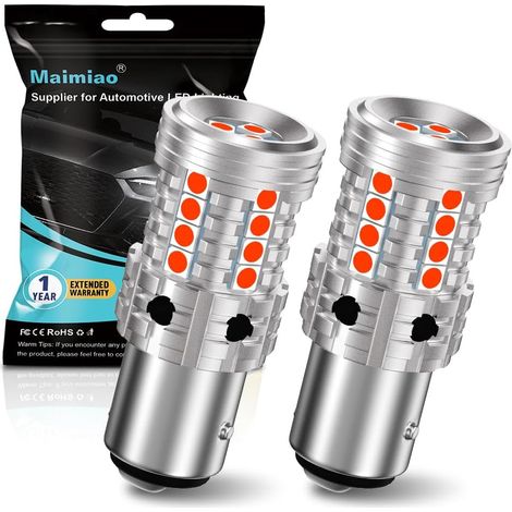 2 Ampoules LED Rouges P21/5W - 27 SMD Haute Luminosité - Remplacement Feu Stop 12V-24V - Pour Voiture et Camion (1/5)