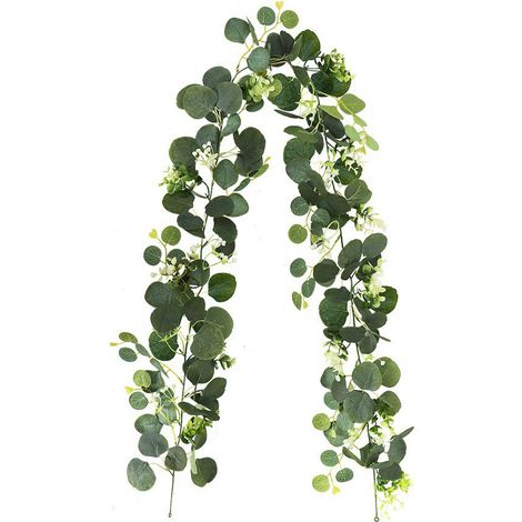Décoration végétale artificielle, rotin d'eucalyptus gypsophile de feuille d'argent simulé de 1,8 mètres, sans fleurs (1/5)