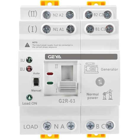 Mini ATS Automatic and Manual Power Dual Transfer Switch, Solar Switch with Surge and Under Voltage Protection, DIN Rail Mount (4P-63A,CA220V) (1/5)