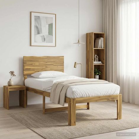 vidaXL Single Bed Frame with Headboard ROSTOCK Whitewash 100 x 200 cm (1/5)