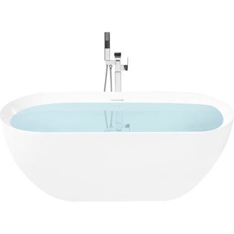 Bañera independiente ovalada 1690 x 750 mm de acrílico con borde fino moderna blanco Yavaros (1/5)