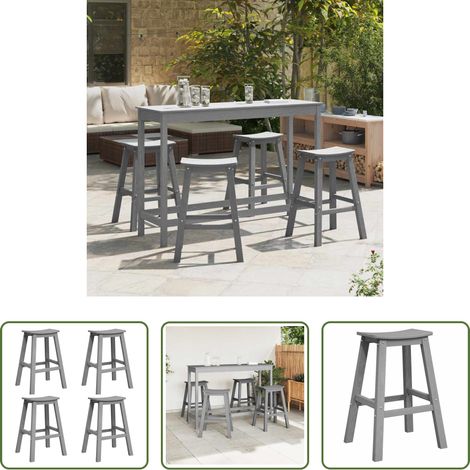 Gartenbar Set -  Garten Bar Set 4 pcs Hellgrau HDPE (1/5)