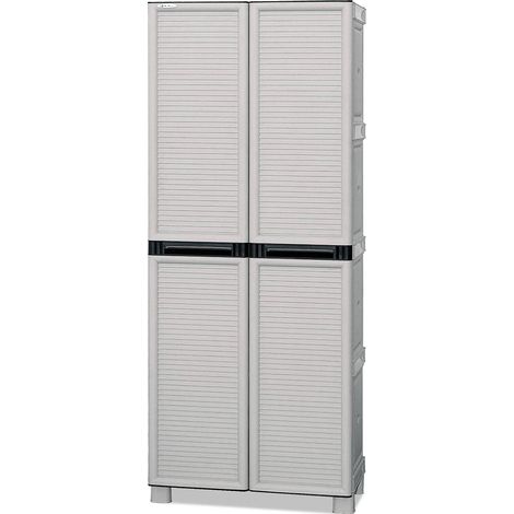 Dmora Mehrzweckschrank für den Außen und Innenbereich, 2 türiges mobiles 3 türiges Polypropylen, 100% Made in Italy, 70x39h172 cm, hellgraue Farbe