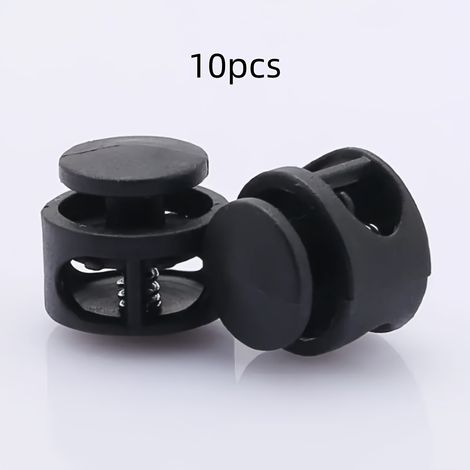 Lot de 10 boucles à ressort en plastique, boucles pour pompons, boucles pour cordons, boucles pour chapeaux, boucles pour cordons de serrage, boucles pour cartes, cordons élastiques de réglage, noir (1/5)