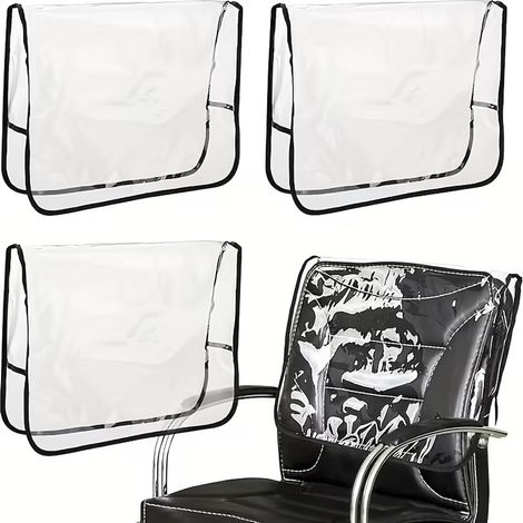 Lot de 3 housses de protection carrees en vinyle transparent pour dossiers de fauteuils de salon et fauteuils de coiffure, faciles a essuyer et a nettoyer, adaptees a la plupart des fauteuils (1/5)