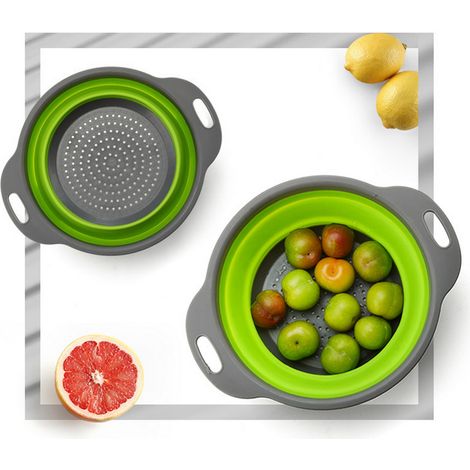 Panier de Drainage Folding 2-Pièces Multifunction Green PP+TPR 340g Large/Small Basin Retractable (1/5)