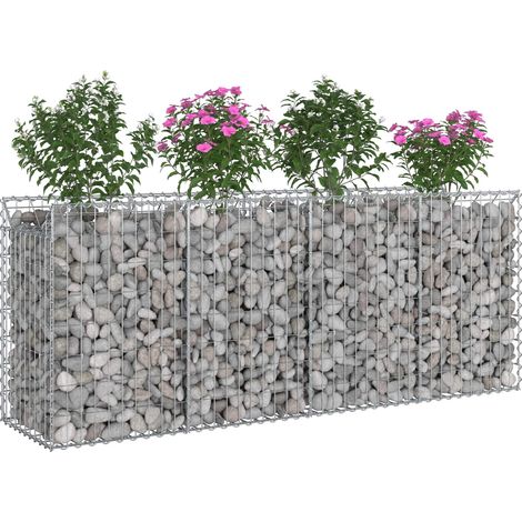 Lit surélevé gabion 2 pcs Argenté 200 x 50 x 80 cm (1/5)