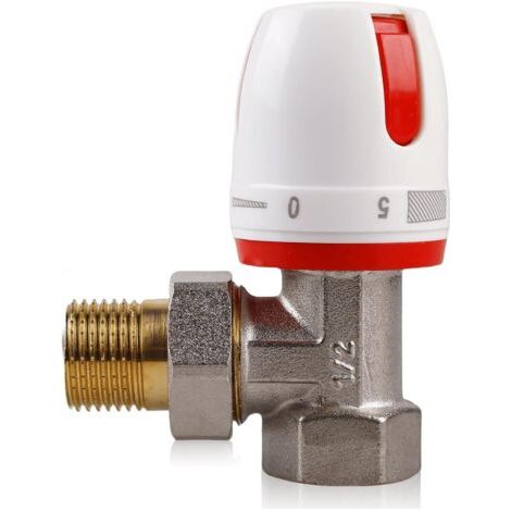 Heating Thermostat, Corner Shape, White, Radiator Tap, Brass Material, Thermostatic Head, Heating Regulator, Automatic Temperature Regulator (Thermostatic Head