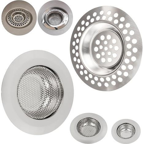 Drain strainer, set of 4 drain strainers, all major sizes, diameter 55 mm + 70 mm flat diameter + 70 mm depth + diameter 90 mm, suitable for pipes with a diameter of 25 to 55 mm (1/5)