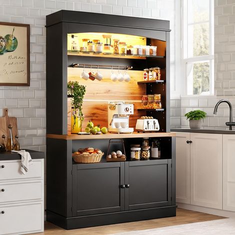 Buffet coloris noir en mDF métal 107 x 43 x 184 cm (1/5)