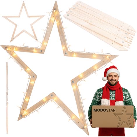 MODO24 MODOSTAR Étoile Noël 2D DIY FSC 114cm Naturel. (1/5)
