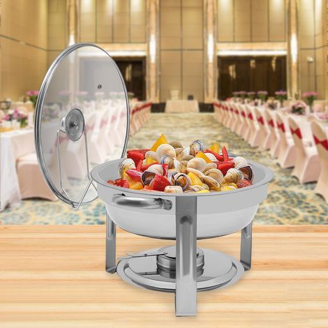 5L Chafing Dish Buffet Set, Edelstahl-Chafing Dishes für Buffet mit Glasdeckel, Chafers und Buffet-Wärmer-Sets, Speisenwärmer für Catering, Partys und Hochzeiten