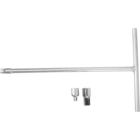 Clé en T 3/8 pouce avec adaptateurs 1/4 et 1/2, poignée ergonomique, acier chrome vanadium, porte-douille à économie d'effort (1/5)