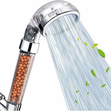 Pommeau de douche, filtration haute pression, économie d'eau, pommeau de douche à main, adapté à la peau, grande couleur transparente à ions négatifs (1/4)