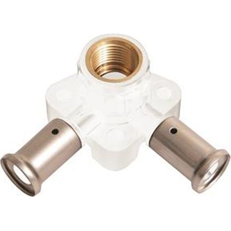 Coude double multicouche PVDF blanc à sertir Ø20x2,0 - Femelle 1/2'' - Ø20x2,0 - Henco