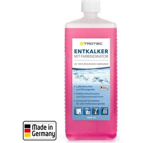 TROTEC Descalcificador con indicador de color para máquina de café, acondicionadores de aire, humidificadores y más. - 1000 ml, 100% biodegradable