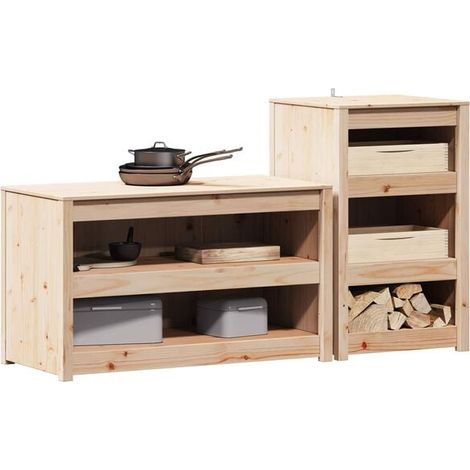 Ensemble de Meubles de Cuisine d'Extérieur 2 Pièces en Bois Naturel de Douglas - Mobilier de Jardin Résistant aux Intempéries (1/5)