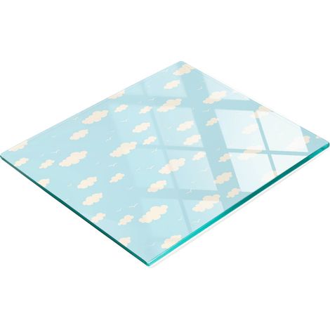 Pannello decorativo multifunzionale da cucina in vetro temperato con motivo nuvole, 60x52 cm. (1/5)