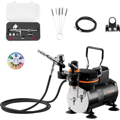 Kit aérographe complet avec compresseur 1/6 HP, 1 pistolet et 3 buses, pour pâtisserie, onglerie et modélisme (1/5)