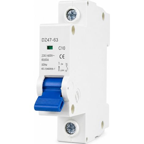 Disjoncteur modulaire MCB 1P 10A courbe C 6kA EN60898-1