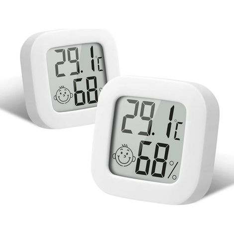 Mini thermomètre LCD - Thermomètre et hygromètre numérique d'intérieur - Thermomètre et hygromètre sans fil - Convient aux chambres, salons, bureaux, serres - Blanc (1/5)