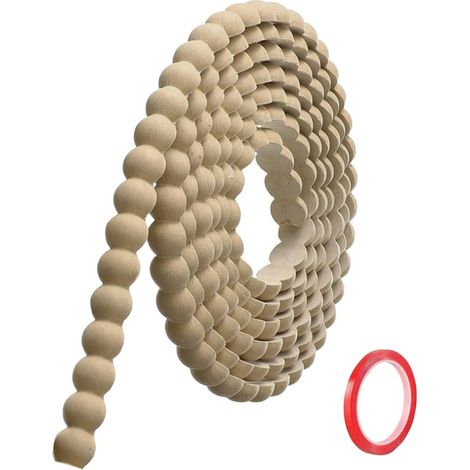 Moulure Murale Adhésive Couleur Bois (3M x 20mm) Moulure en PVC Flexible avec Bordure Perlée 3D, Baguette de Finition Hydrofuge et À Peindre pour Mur, Cadre de Miroir et Bords (1/4)