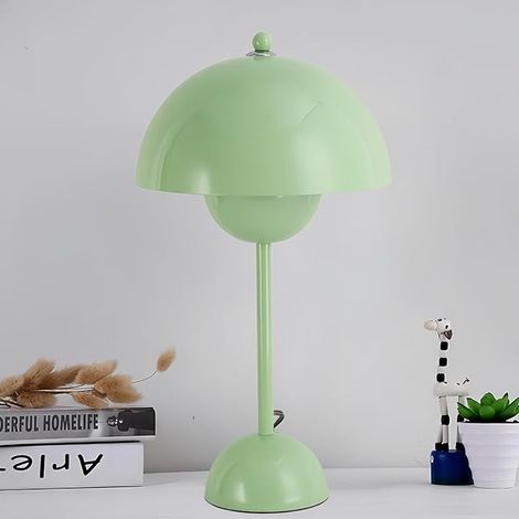 Lampe de table champignon nordique métal vert, E27, H45 cm