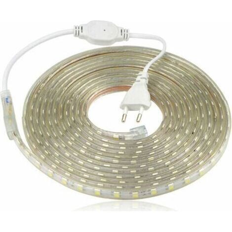 Ruban à LED, Bande LED Etanche, Lumineux Bandeau Led 220v, 5050 IP65 Etanche Bande Strip Led, Blanc chaud Largeur 8mm (4m) (1/4)
