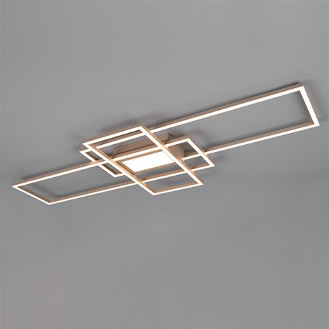 LED Deckenleuchte IRVINE Beige mit Fernbedienung hell & dimmbar, Breite 105cm