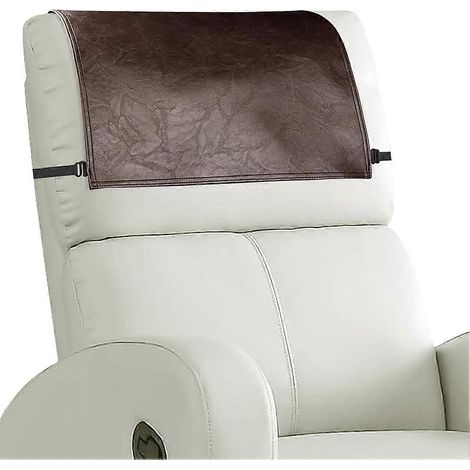 Housse d'appui-tête pour fauteuil inclinable, protection d'appui-tête en similicuir marron avec sangles élastiques (1/5)