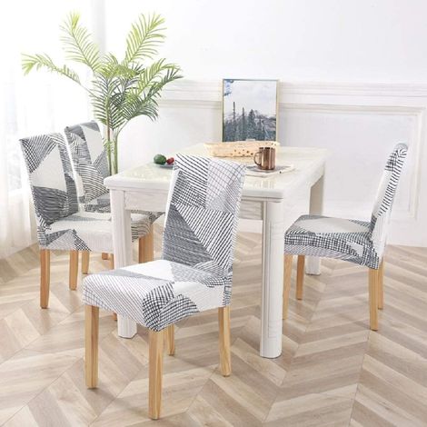 4 Pièces Housses de Chaise de Salle à Manger Couverture de Chaise Extensible Amovible Lavable élastique pour Un Ajustement Universel (1/4)