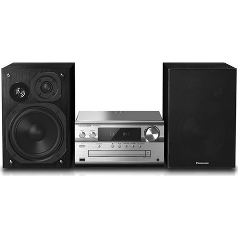 Panasonic – Chaine HiFi 120W avec Bluetooth – 2 haut-parleurs 14cm – Syntoniseur RDS DAB+ – 50 stations préréglées – SCPMX92EGS