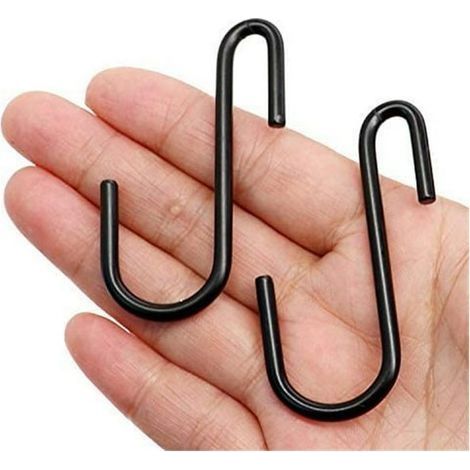 Lot de 10 crochets en S, crochets de suspension pour casseroles, crochets pour ustensiles de cuisine, cuillères, casseroles, casseroles, ustensiles（noir） (1/5)