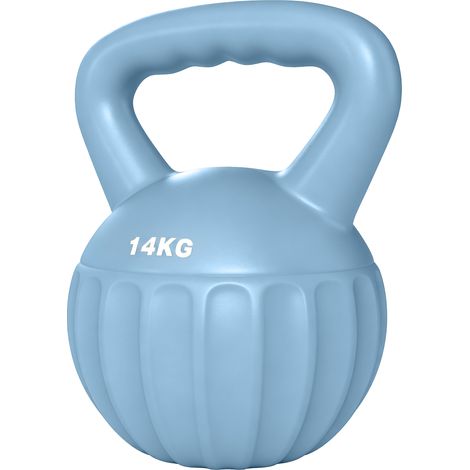 Haltère Kettlebell 14 kg, poignée antidérapante, boule de musculation, entraînement gym, bleu (1/5)