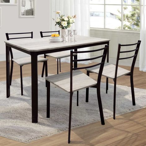 Table et chaises Lily, 4 chaises - beige/noir (1/3)
