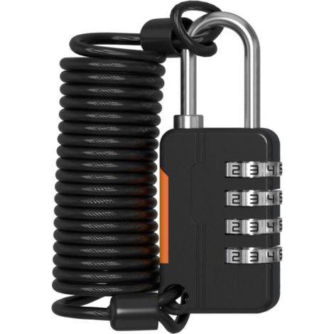 UP Security Cadenas de ski, cadenas à code 4 chiffres avec câble rétractable (36 in/91 cm), cadenas à câble combiné pour snowboard, bagages (Noir)