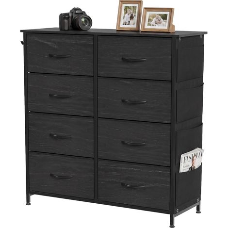 HOMCOM Fabric Chest of Drawers, 8 Drawer Dresser for Bedroom, Black (1/5)