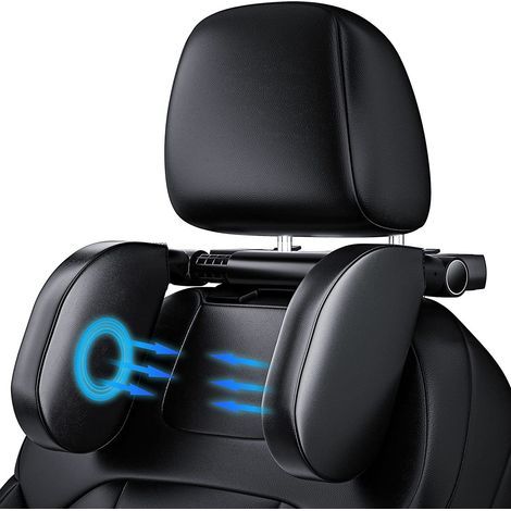 Auto-Kopfstütze, Kinder-Kopfstütze fürs Auto, 360° drehbare, verstellbare Auto-Kopfstütze mit weichem Memory-Schaum - für Kinder und Erwachsene, ideal zum Schlafen im Auto (Schwarz) (1/5)