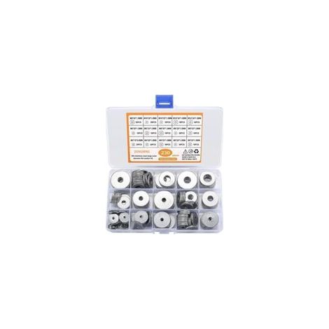 Lavadora Renque de acero inoxidable con parte trasera plana, caja de 230 piezas para una fijación segura.