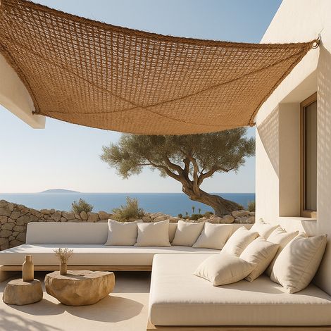 Privatefloor – Voile d'ombrage en fibre de coco 3x3M – Protection solaire naturelle – Tissage aéré pour ventilation – Résistant aux intempéries (1/5)