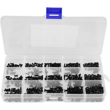 480-teiliges Sortiment an Senkkopfschraubenmuttern aus schwarzem Kohlenstoffstahl M2, M2,5, M3 (1/4)