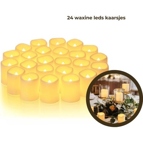 24er-Pack LED-Teelichter – Flackernd/Kabellos – 200 Stunden Akkulaufzeit – Warmweiß (1/5)